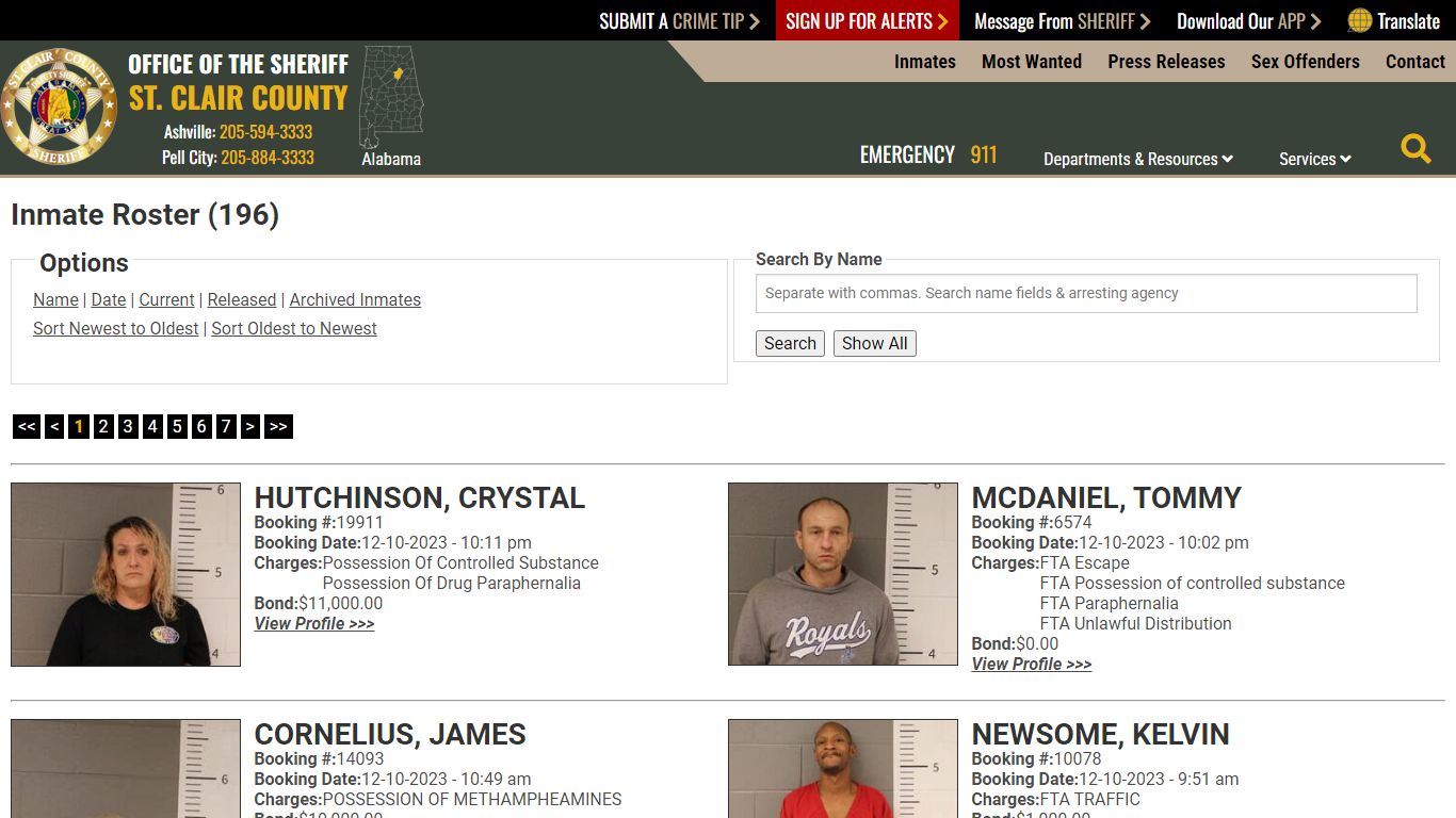 Inmate Roster (180) - St. Clair County Sheriff's Office