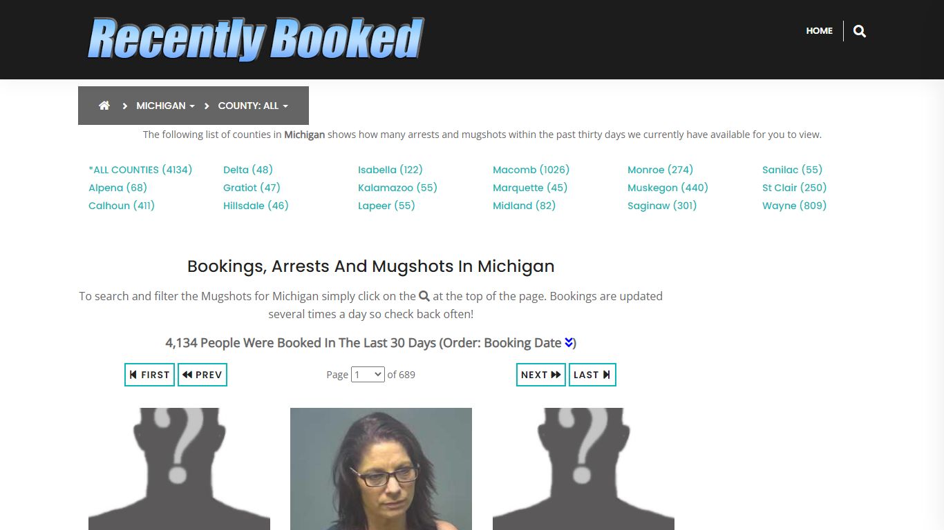 Bookings, Arrests and Mugshots in St Clair County, Michigan